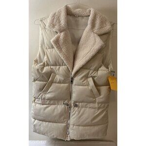 Cream Sherpa-Lined Puffer Vest
